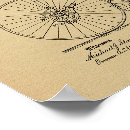 1880  High Wheeler Bicycle Patent Art Print (Hoek)