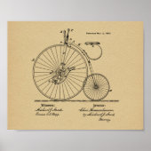 1880  High Wheeler Bicycle Patent Art Print (Voorkant)
