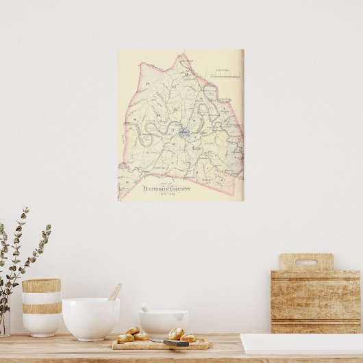 1880 Map of Davidson County Tennessee Poster (Keuken)