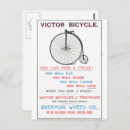 1880-Poster voor fietsen Briefkaart (Voorkant / Achterkant)