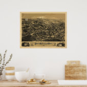 1880 South Manchester CT Birds Eye Panoramic Map Poster (Keuken)