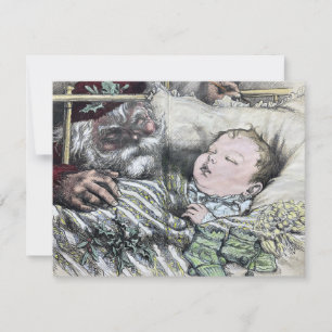 1880 Thomas Nast Harper's kerstman en Baby Kaart