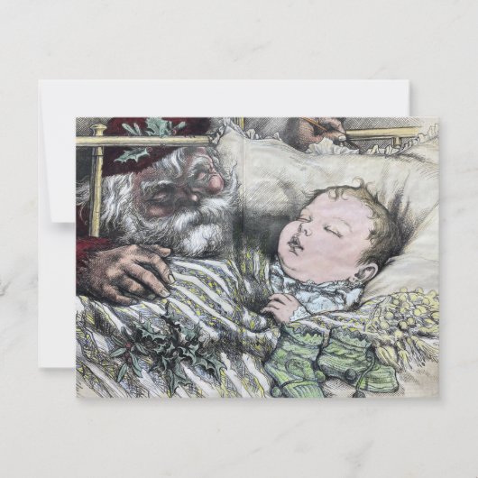 1880 Thomas Nast Harper's Santa en Baby Kaart (Voorkant)