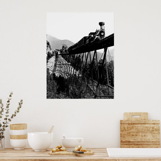 1880 Trein bij Crawford Notch, NH Poster (Keuken)