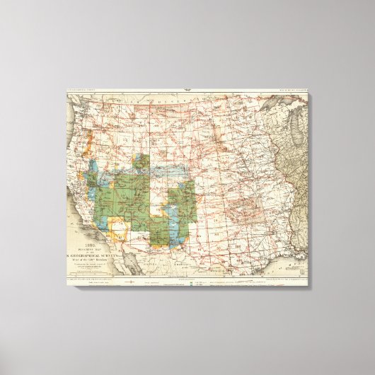 1880 Voortgangskaart van de Amerikaanse geografisc Canvas Afdruk (Voorkant)