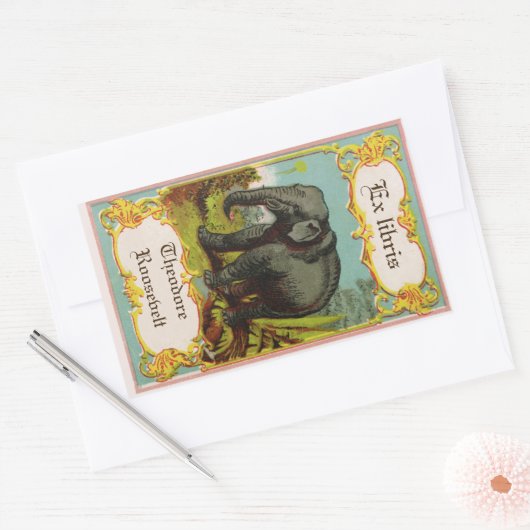 1880s Antiek olifant Bookplate Sticker (Envelop)