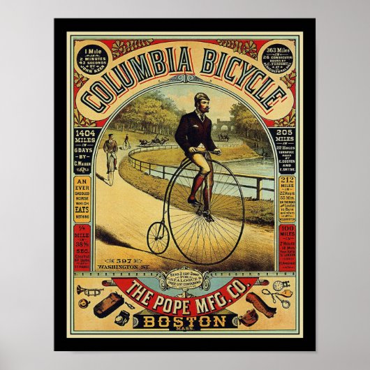 1880's Columbia Penny Farthing Fiets Poster (Voorkant)