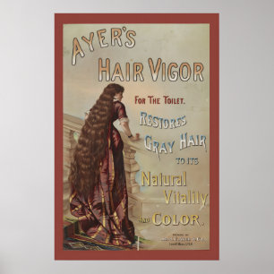 1880s Vintage Advertentie Ayer's Hair Vigor voor Poster