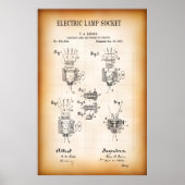 1881 ELEKTRISCHE LAMP SOCKET PATENT POSTER (Voorkant)