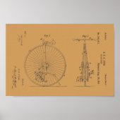 1881  fiets Velocipede-patentafdrukken Poster (Voorkant)
