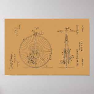 1881  fiets Velocipede-patentafdrukken Poster