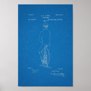 1881  fiets Velocipede-patentafdrukken Poster