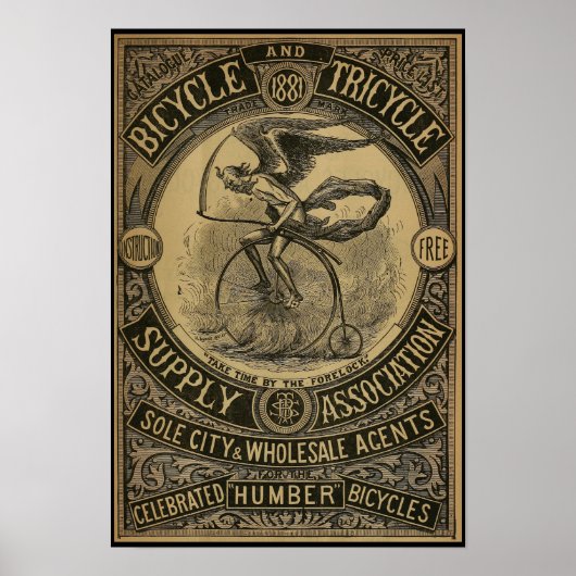 1881  fietsenmagazijn en kunstwerk Poster (Voorkant)