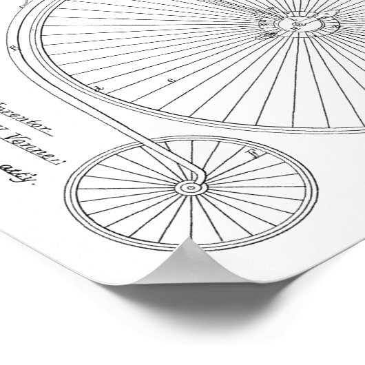 1881 High Wheeler Bicycle Design Patent Art-afdruk Poster (Hoek)