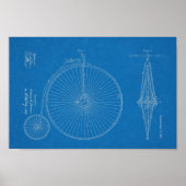 1881 High Wheeler Bicycle Design Patent Art-afdruk Poster (Voorkant)