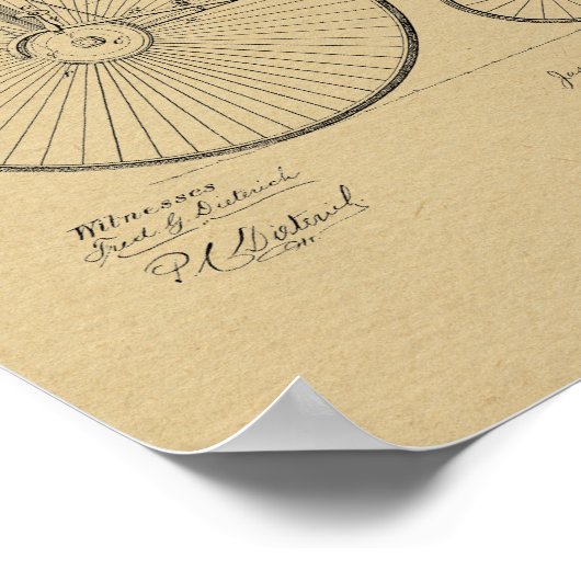 1881  High Wheeler Bicycle Patent Art Print (Hoek)