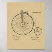 1881  High Wheeler Bicycle Patent Art Print (Voorkant)