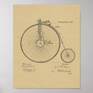 1881  High Wheeler Bicycle Patent Art Print