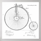 1881  High Wheeler Bicycle Patent Art Print (Voorkant)