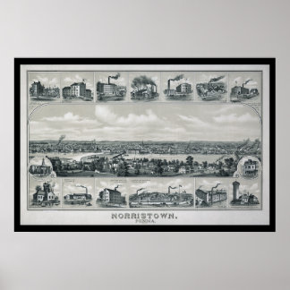 1881 Luchtkaart Norristown PA Pennsylvania Poster