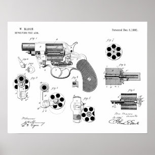 1881 Pistool Revolver Patent Art Drawing Print