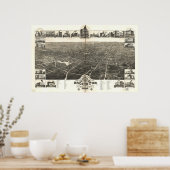 1882 Brockton, MA Birds Eye Uitzicht Panorama Poster (Keuken)
