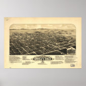 1882 Greeley, CO Birds Eye Uitzicht Panoramic Map Poster (Voorkant)