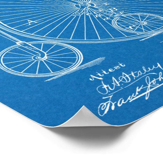 1882 High Wheeler Bicycle Design Patent Art Print (Hoek)