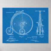 1882 High Wheeler Bicycle Design Patent Art Print (Voorkant)