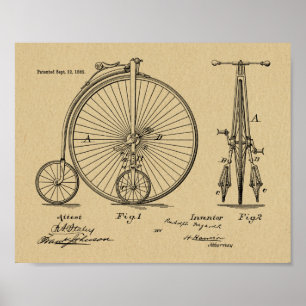 1882  High Wheeler Bicycle Patent Art Print