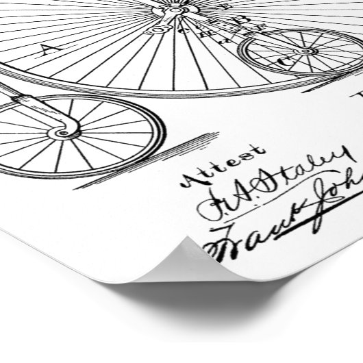 1882  High Wheeler Bicycle Patent Art Print (Hoek)