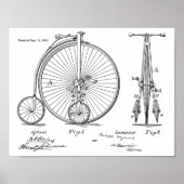 1882  High Wheeler Bicycle Patent Art Print (Voorkant)