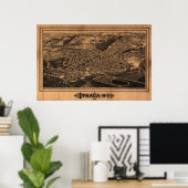 1882 Ithaca, NY Birds Eye Uitzicht Panorama Poster (Thuiskantoor)