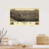 1883 Bismarck, ND Birds Eye Uitzicht Panorama Poster (Keuken)