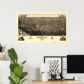 1883 Bismarck, ND Birds Eye Uitzicht Panorama Poster (Thuiskantoor)
