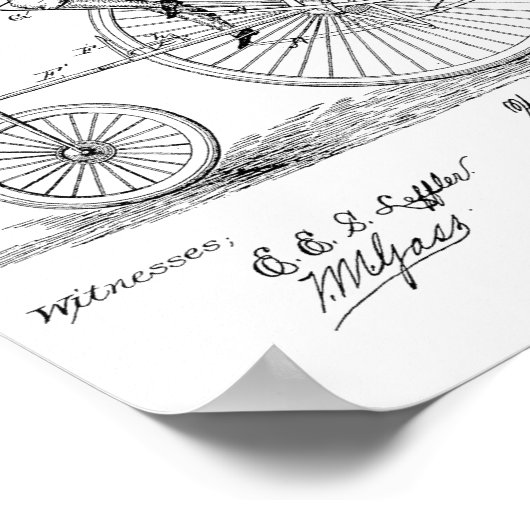 1883 High Wheeler Bicycle Patent Art Print (Hoek)