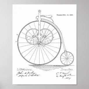 1883 High Wheeler Bicycle Patent Art Print