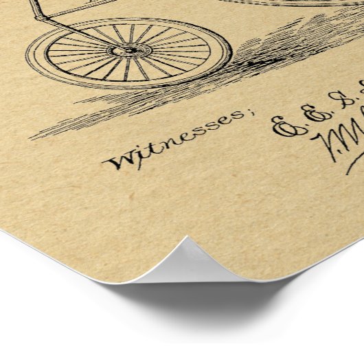 1883  High Wheeler Bicycle Patent Art Print (Hoek)