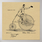 1883  High Wheeler Bicycle Patent Art Print (Voorkant)