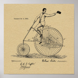 1883  High Wheeler Bicycle Patent Art Print