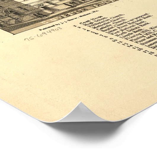 1883 Jamestown, ND Birds Eye Uitzicht Panoramic Ma Poster (Hoek)