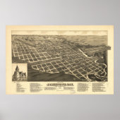 1883 Jamestown, ND Birds Eye Uitzicht Panoramic Ma Poster (Voorkant)