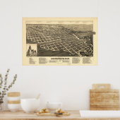 1883 Jamestown, ND Birds Eye Uitzicht Panoramic Ma Poster (Keuken)