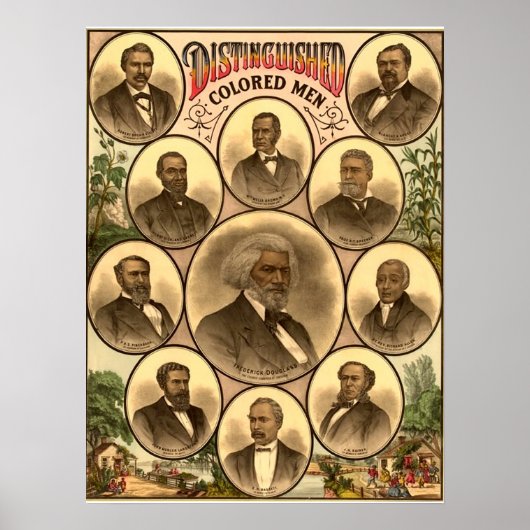 1883 Poster van onderscheiden gekleurde Mannen (Voorkant)