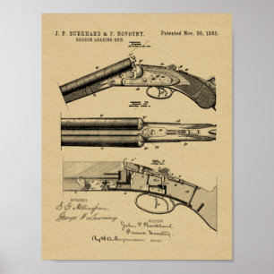 1883 Tekening van geweerpatronen Poster