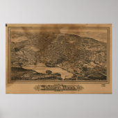 1883 Woburn, MA Birds Eye Uitzicht Panoramic Map Poster (Voorkant)