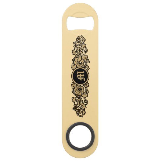 1884 Cartouche Ornament Monogram Sjabloon Speed Flessenopener (Achterkant)