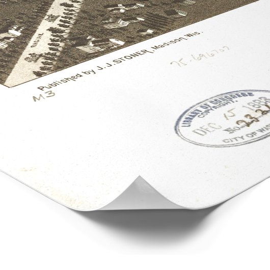 1884 Delavan, WI Birds Eye Panoramic Map Poster (Hoek)