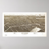 1884 Delavan, WI Birds Eye Panoramic Map Poster (Voorkant)
