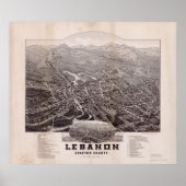 1884 Libanon, NH Birds Eye Uitzicht Panoramic Map Poster (Voorkant)